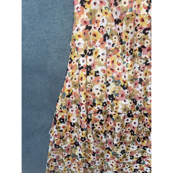 Eloquii Dress Womens 22 Yellow Maxi Sleeveless Tiered Ruffles Ditzy Flowers - Picture 4 of 10